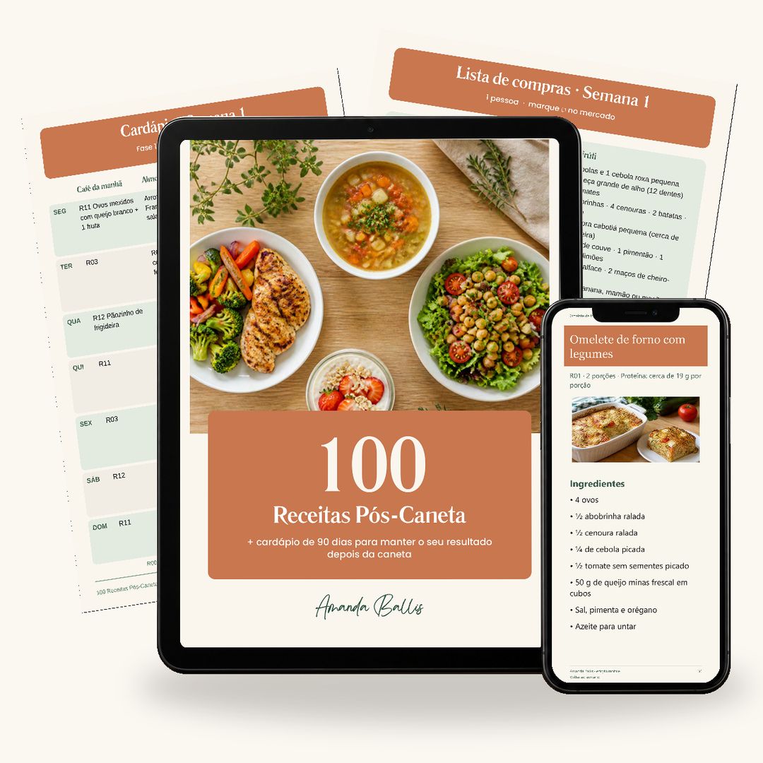 O livro 100 Receitas Pós-Caneta no tablet e no celular